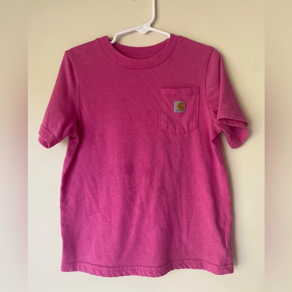 Carhartt Short Sleeve Crew Neck T Shirt with Pocket Girls Size 4T Pink